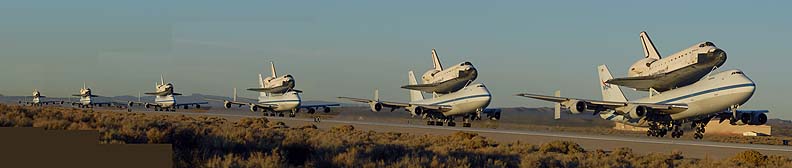 >Space Shuttle Endeavour departs from Edwards AFB, December 10, 2008